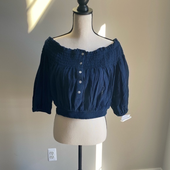 We The Free Tops - NWOT We The Free Navy Off Shoulder Top Size M